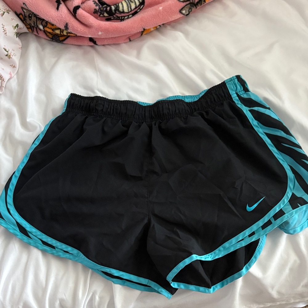 Nike Women's Black and Teal Athletic Shorts